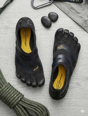Vibram EU 47 Men US 12.5-13 Black Yellow V-Trek Barefoot Trail Gorpcore Utility